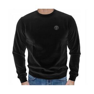 Plein Sport Cotton Crewneck Sweatshirt with Ribbed Cuffs and Hem Men Black